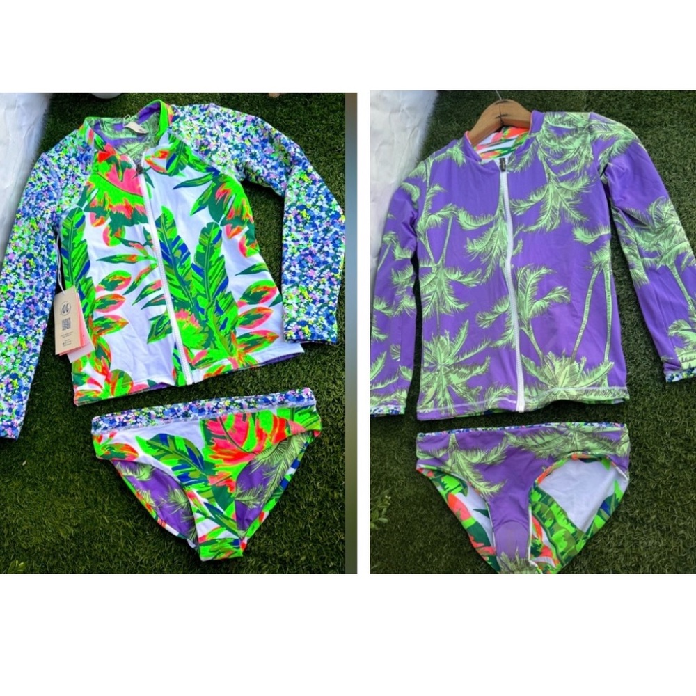 MAAJI Two Piece swimsuit Rash Guard top & bikini Kids Tropical Print Swim Set 14